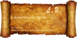 Lazarovics Uros névjegykártya